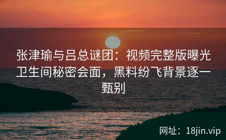 张津瑜与吕总谜团：视频完整版曝光卫生间秘密会面，黑料纷飞背景逐一甄别