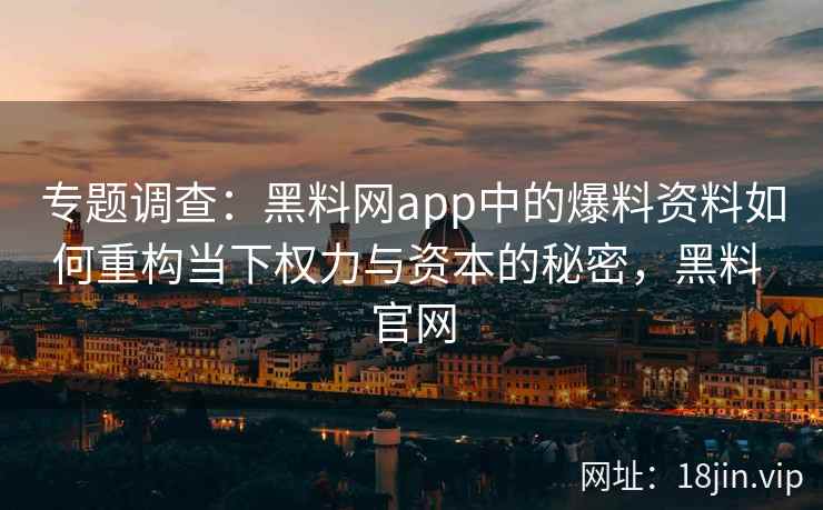 专题调查：黑料网app中的爆料资料如何重构当下权力与资本的秘密，黑料 官网